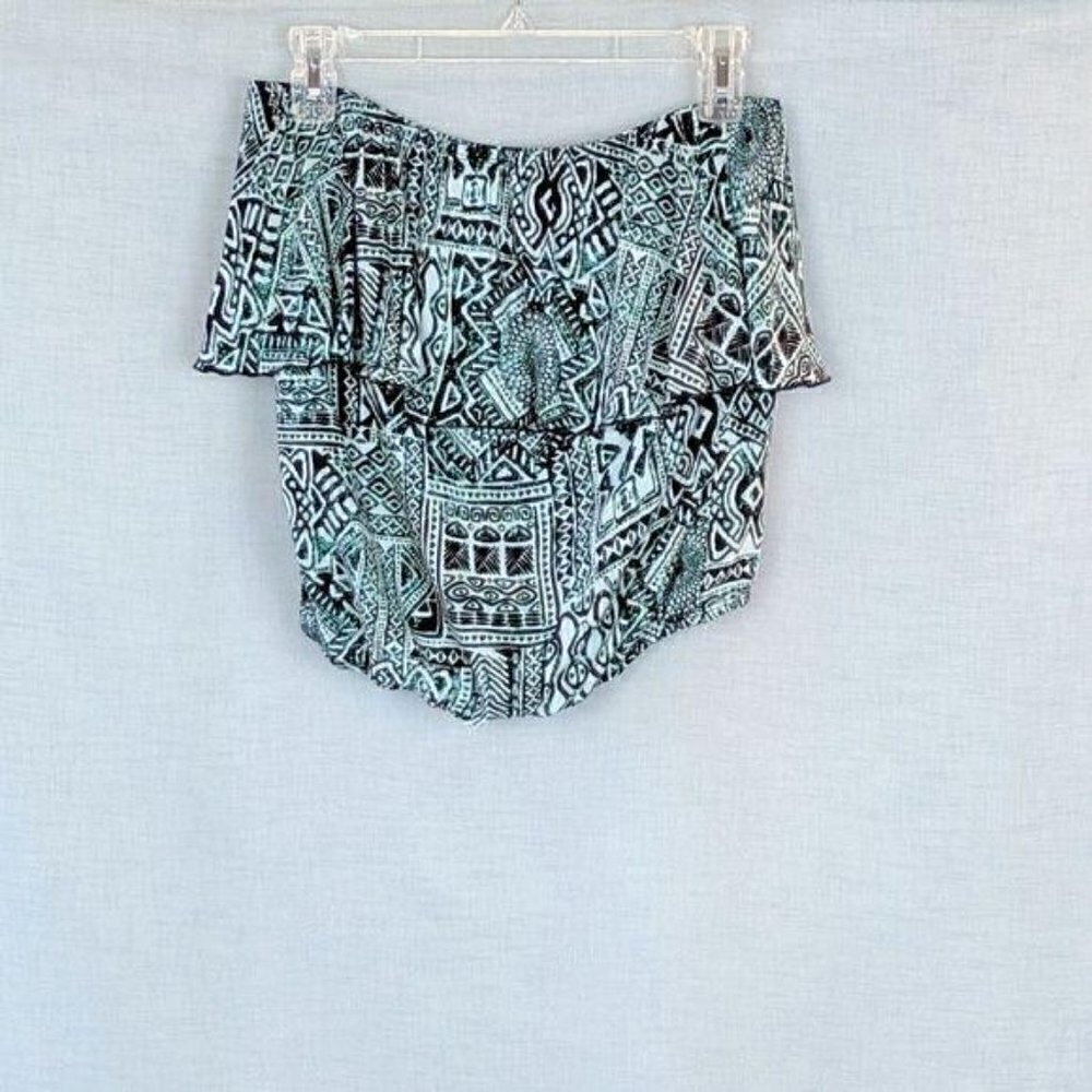 Wet Seal Strapless Blue/Black Pattern Top